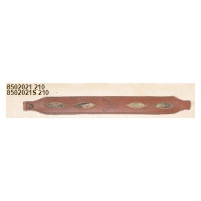 Brown Harness Leather Long Taper Sling with Embossed Deer He