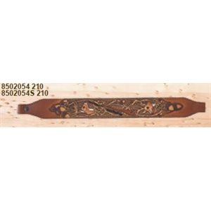 Brown Leather Long Taper Sling with Embossed Deer Heads and