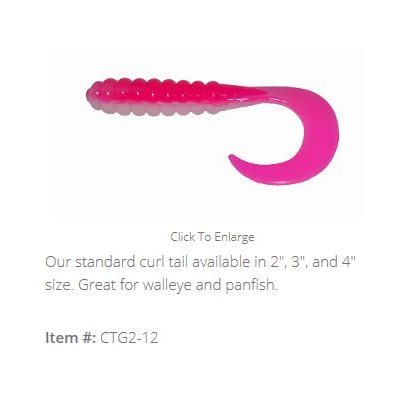 "2"" CURL TAIL GRUB / PINK / WHITE (10 PACK)"