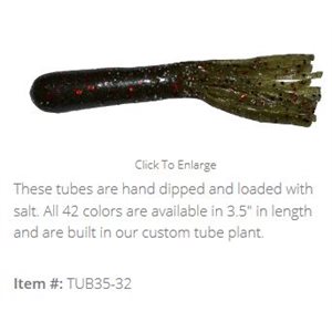 "3.5"" SALT TUBE / DARK MELON W / BLACK & RED FLAKE (PAQ. 10)