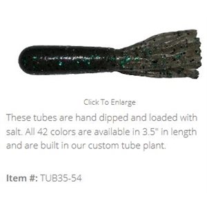 "3.5"" SALT TUBE / SMOKE W / BLACK & GREEN FLAKE (PAQ. 10)