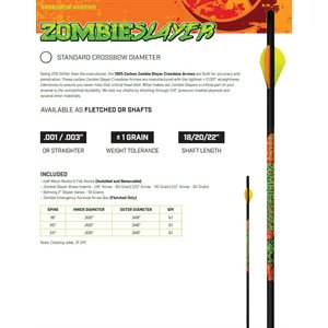 ZOMBIE SLAYER CRESTED ARROWS- .001'' 6 PACK- 500