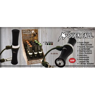 Duck Call flashlight, 1 Watt, Removable Lanyard Clip, 1 AA B