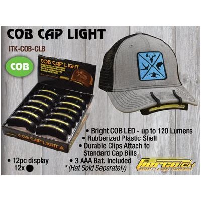 COB Cap Light, very bright 150 Lumens, Black in 12 ct. displ