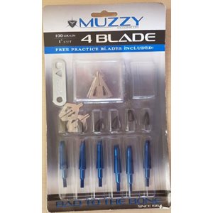 "Muzzy 100 Grain 4-Blade 1"" Cut (6 pack)"