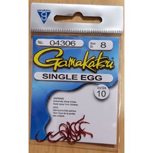 Single Egg Hook Red #8 10PK