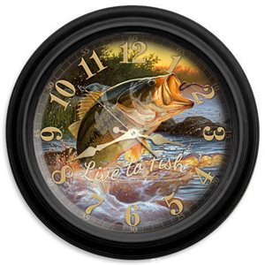 16” dia. Classic Clocks LIVE TO FISH STRIKE