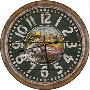 Clock 26-inch - Distressed Fishing