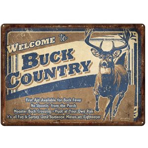 Tin Sign 12in x 17in - Buck Country