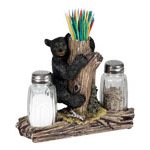 Salt and Pepper Shakers - Bear with Toothpick Holder