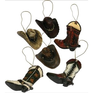 Christmas Ornaments 6-Pack - Western Cowboy